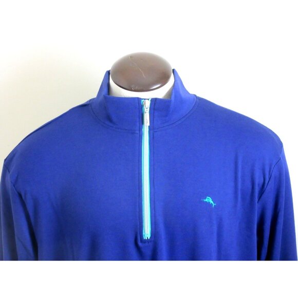 Tommy Bahama Men's 1/4 Zip Mock Neck Pullover Sweatshirt Blue Turquoise NWT - Picture 2 of 5
